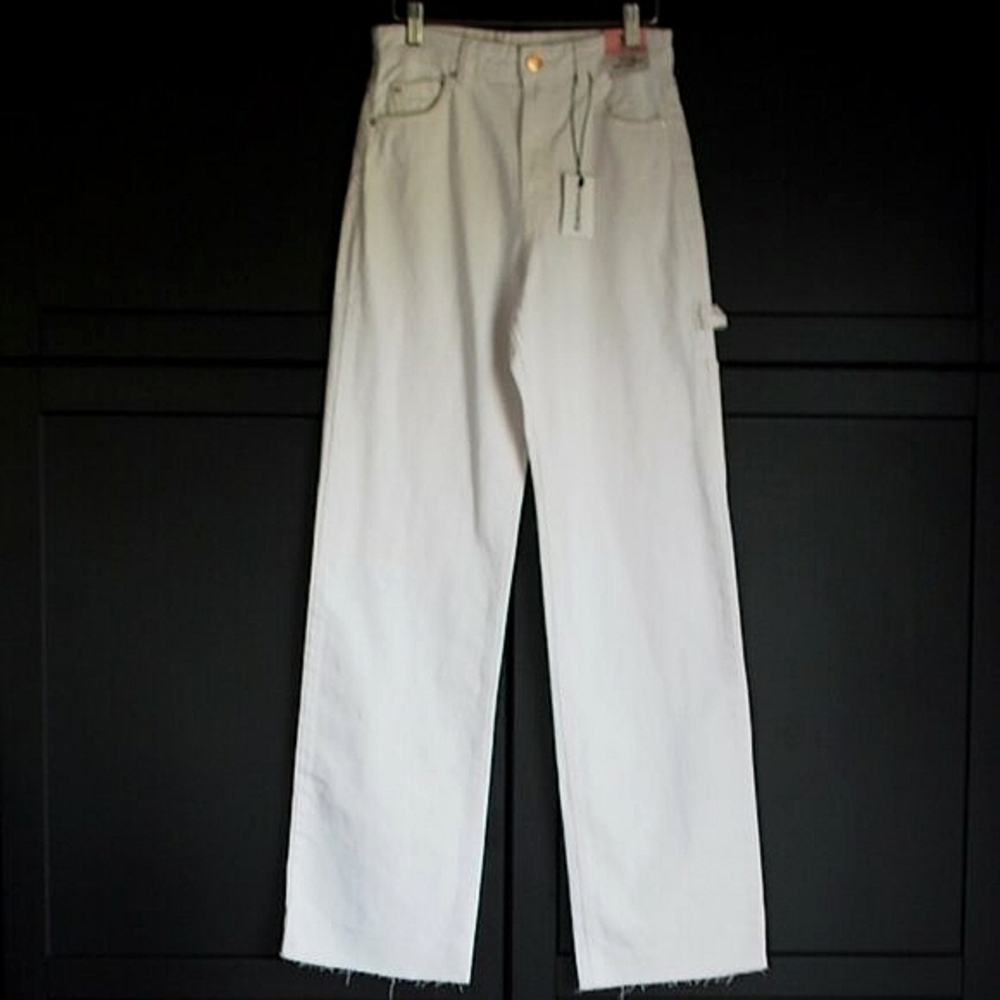 Lefties | NWT White Long Straight Painter Jeans